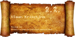 Ulman Krisztina névjegykártya